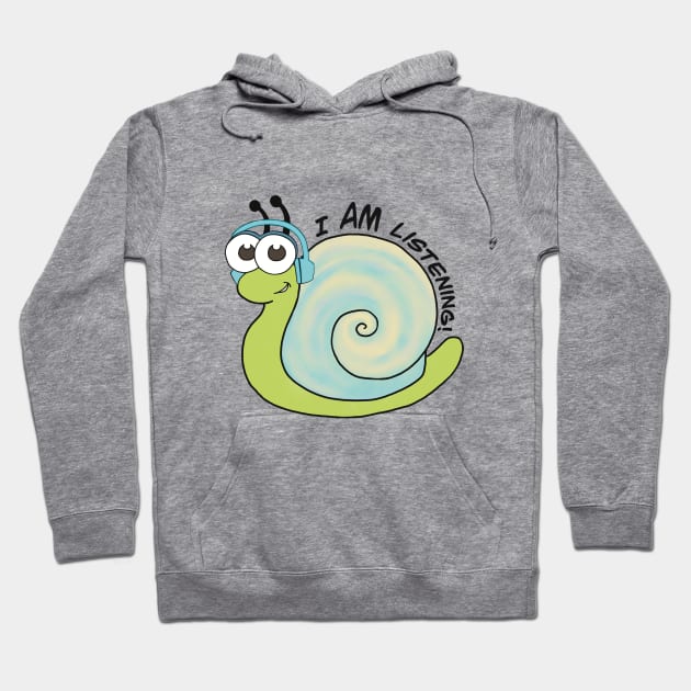 Headphones Snail Hoodie by Plucking Daisies